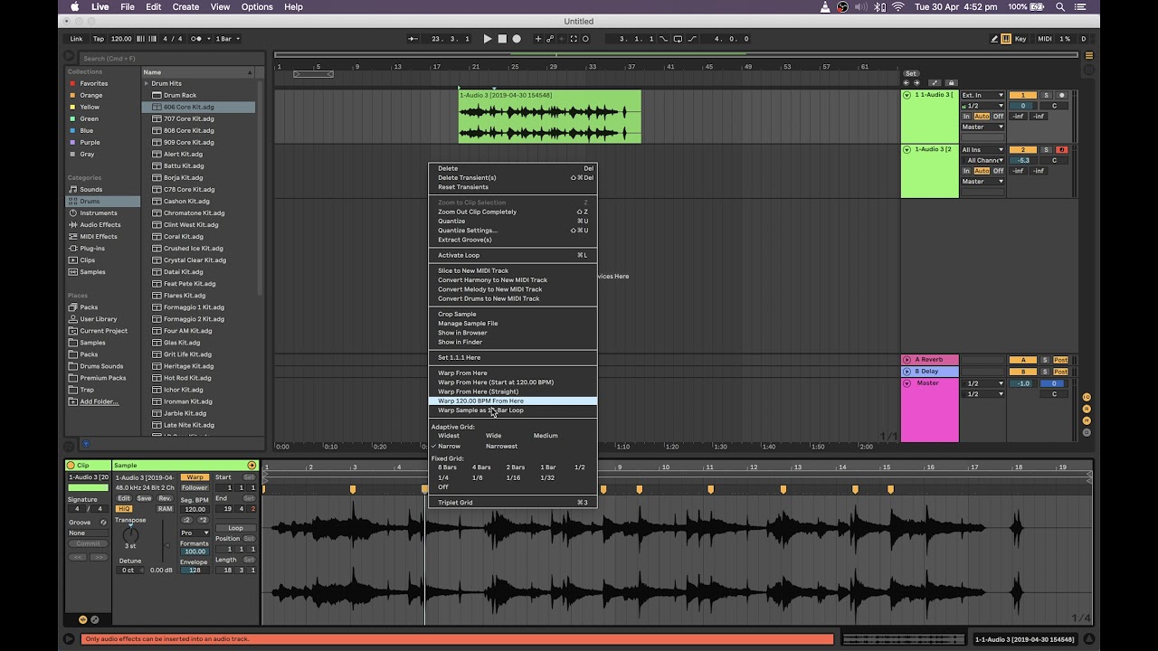 How to create a choke/mute group in Ableton for smoother chopped