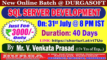 SQL SERVER DEVELOPMENT Online Training @ DURGASOFT