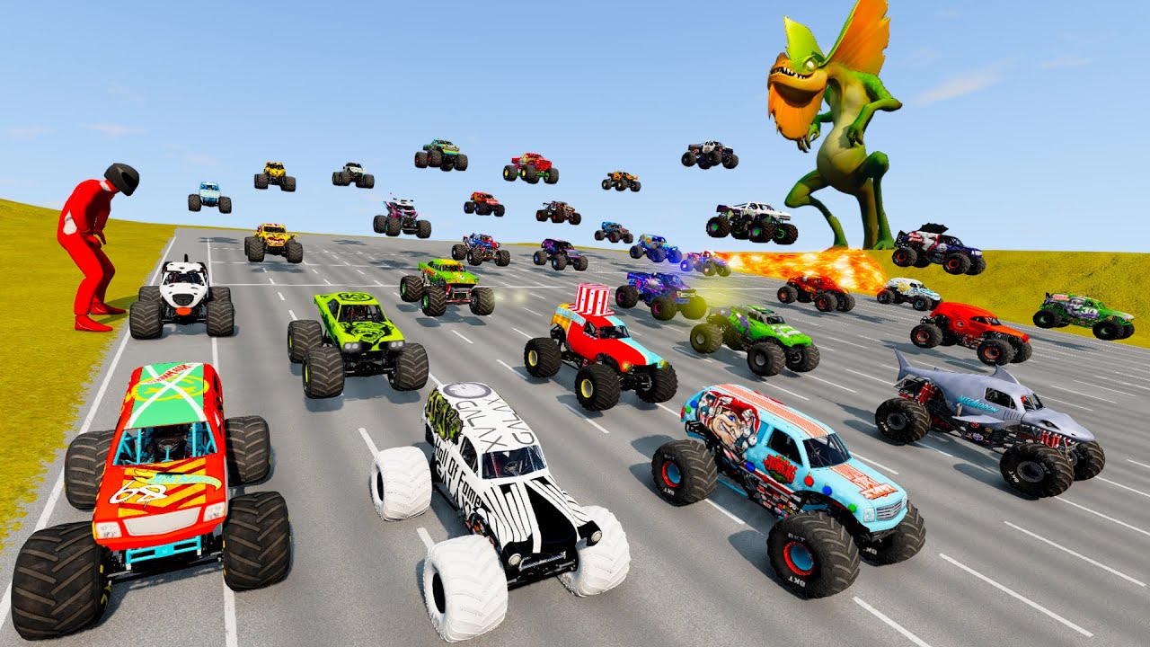 El Toro Loco, Grave Digger, Megalodon Epic Racing - BeamNG Random