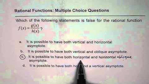 Rational Functions Multiple Choice on Oblique and Horizontal Asymptotes