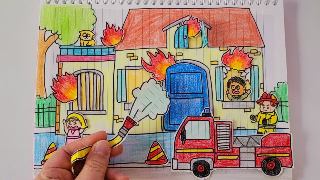 🎀paperdiy🎀 fire truck 불 끄기 종이놀이 👨‍🚒🚒