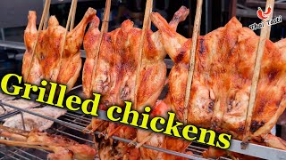 The most popular types of BBQ chickens. 3 types of grilled chicken | Street food. Thai Taste