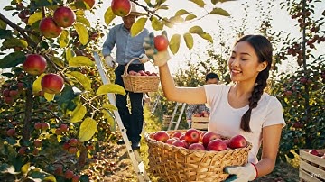 Hand-Harvesting in a Fruit Orchard | Cinematic Farm Labor & Abundance (Free to Use)