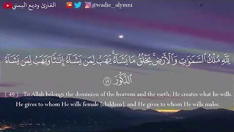 ﴿للَّهِ ملك السَّمَاوَاتِ وَالأرض يَخلق مَا يَشَاء﴾  تلاوه هادئة رقّق قلبك و طيّب مسامعك   ‏للقارئ و