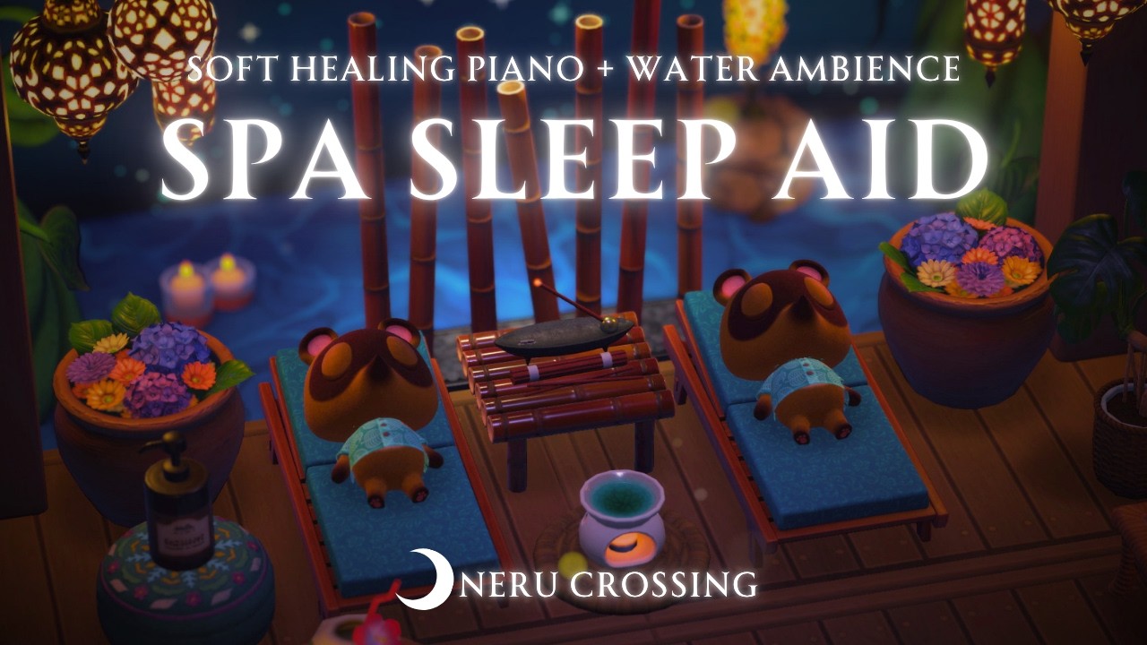 【あつ森BGM】星降る森のスパで深く眠る💤|睡眠導入・流水・焚き火の音|8時間|作業用・睡眠用BGM|途中広告なし【ACNH】