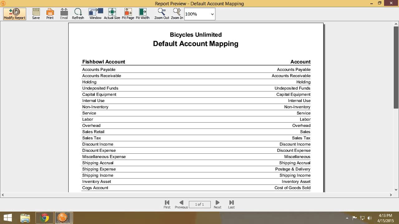 Fishbowl Inventory - Reports - Default Account Mapping