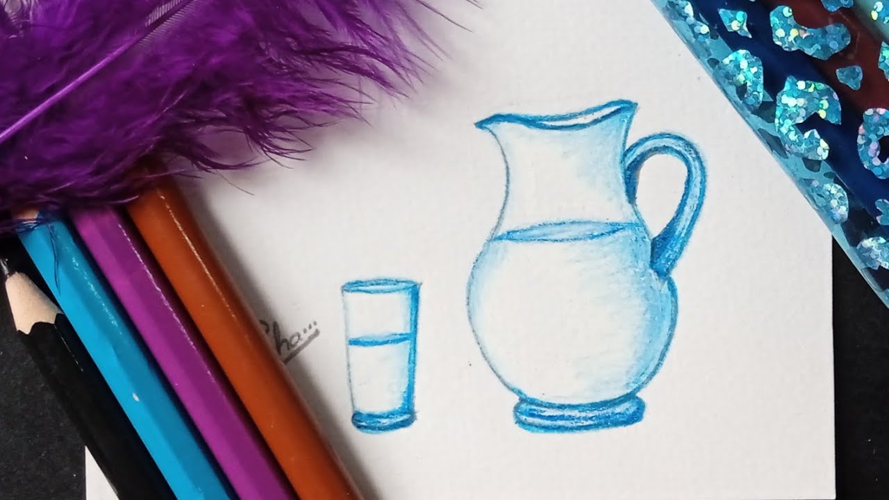 how to draw jug and glassdrawing jug and glasscolour pencil still lifesketching easy