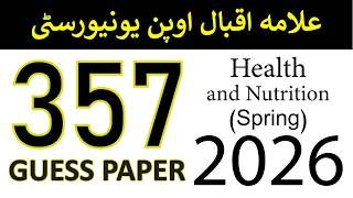 AIOU Code 357 Guess Paper | Spring 2026 | Health and Nutrition | AIOU Corner Channel