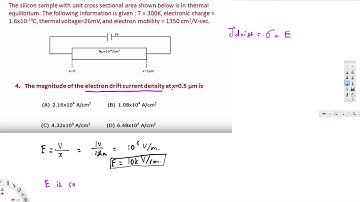 Problem on Drift current density - GATE 2010 Solved paper (Electron Devices) - Physical Electronics