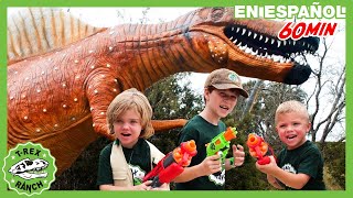 ¡Dinosaurios Gigantes para Niños en Mundo Dinosaurio con Nerf! | TRex Rancho | Moonbug Kids