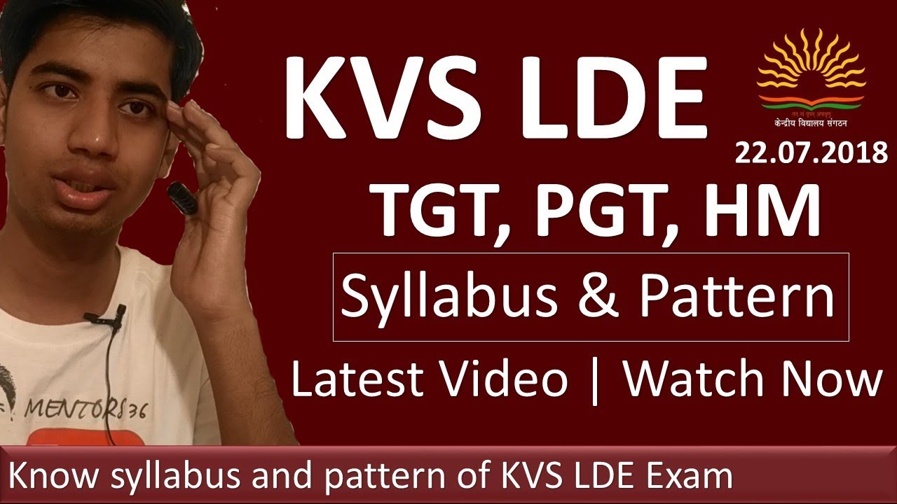 Kvs Pgt Tgt And Hm Syllabus For Lde Exam By Mentors 36 Youtube