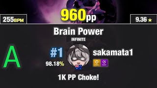 sakamata1 | NOMA - Brain Power [INFINITE] 98.18% | HDDT 2❌ #1 - 960pp | 1K PP Choke!