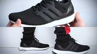 ultra boost core black on feet