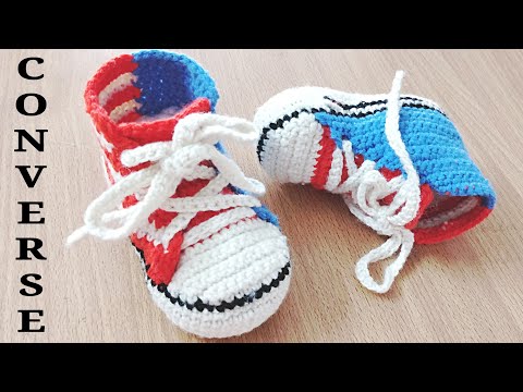 How to Crochet Perfect Shaped Baby Converse Shoes / Sneakers Easy Tutorial