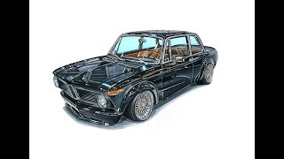 BMW 2002 TII REALISTIC CAR DRAWING