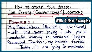 How to Start Your Speech, Starting Lines for Speech