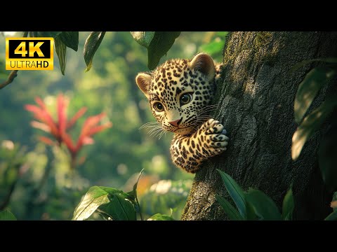 Funny Young Cute Animals With Relaxing Music (Colorfully Dynamic), Baby Animals 4K (60FPS)