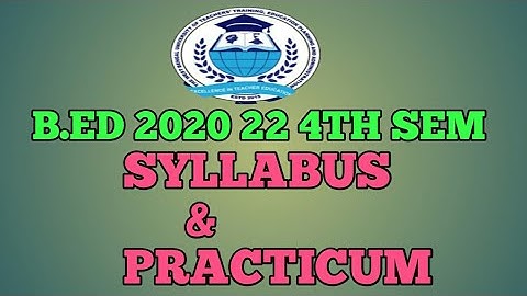 4TH SEMESTER 2020 22 SYLLABUS OF BED