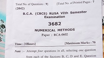 NUMERICAL METHOD BCA 6TH SEMESTER QUESTION PAPER HPU UNIVERSITY