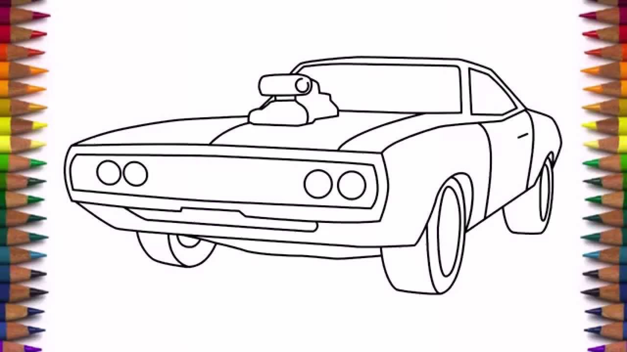 How to draw a car Dodge Charger 1970 step by step for beginners - YouTube