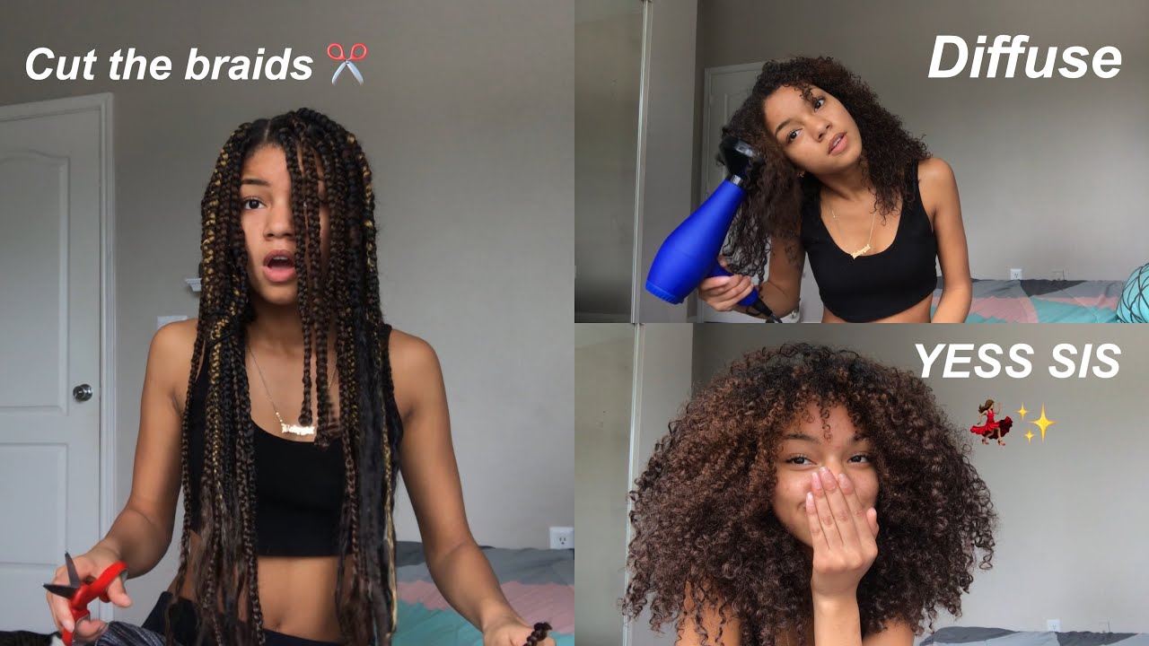 Taking Out My Box Braids + Diffusing My Curls !
