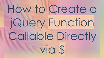 How to Create a jQuery Function Callable Directly via $
