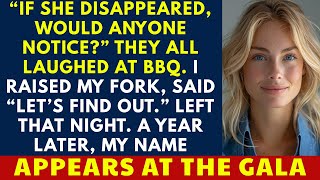My husband's family laughed when I vanished — a year later, my name lit up their gala. Wealth