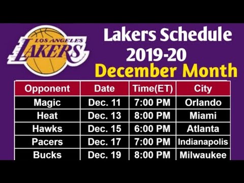 lakers schedule december