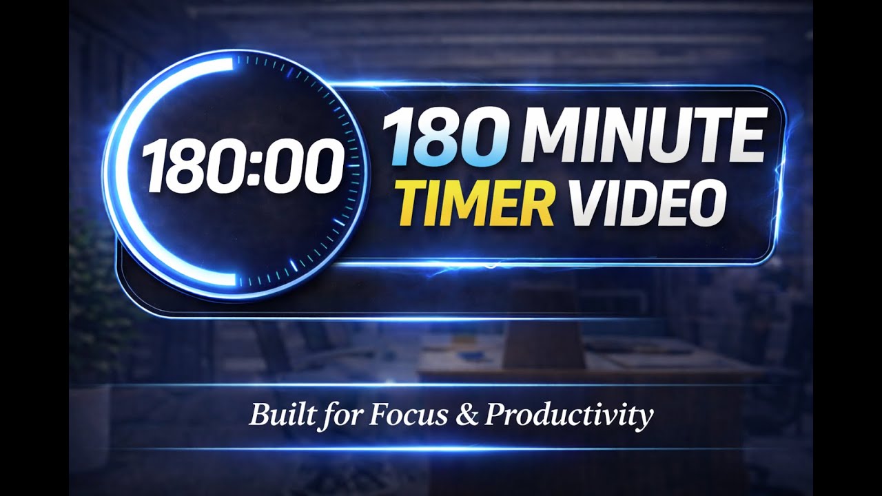 3 Hour Timer | 180 Minute Countdown | No Sound | Simple & Clean | Study ...
