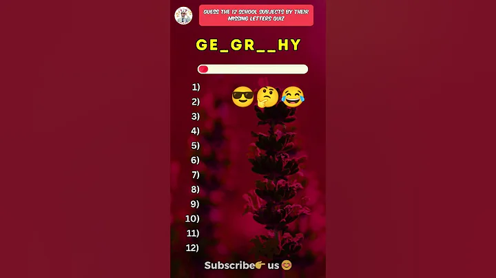 Guess the 12 School subjects by their missing letters quiz  #schoolsubjects #shorts