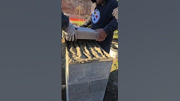 installing the limestone cap on the block column.watch till the end#construction#art#work #beautiful