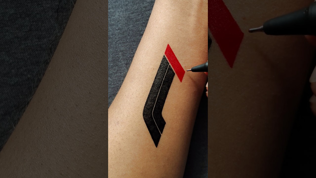 "F1 Racing 🏎️ Logo Temporary Tattoo | Wrist Tattoo using Black & Red Gel Pen".....