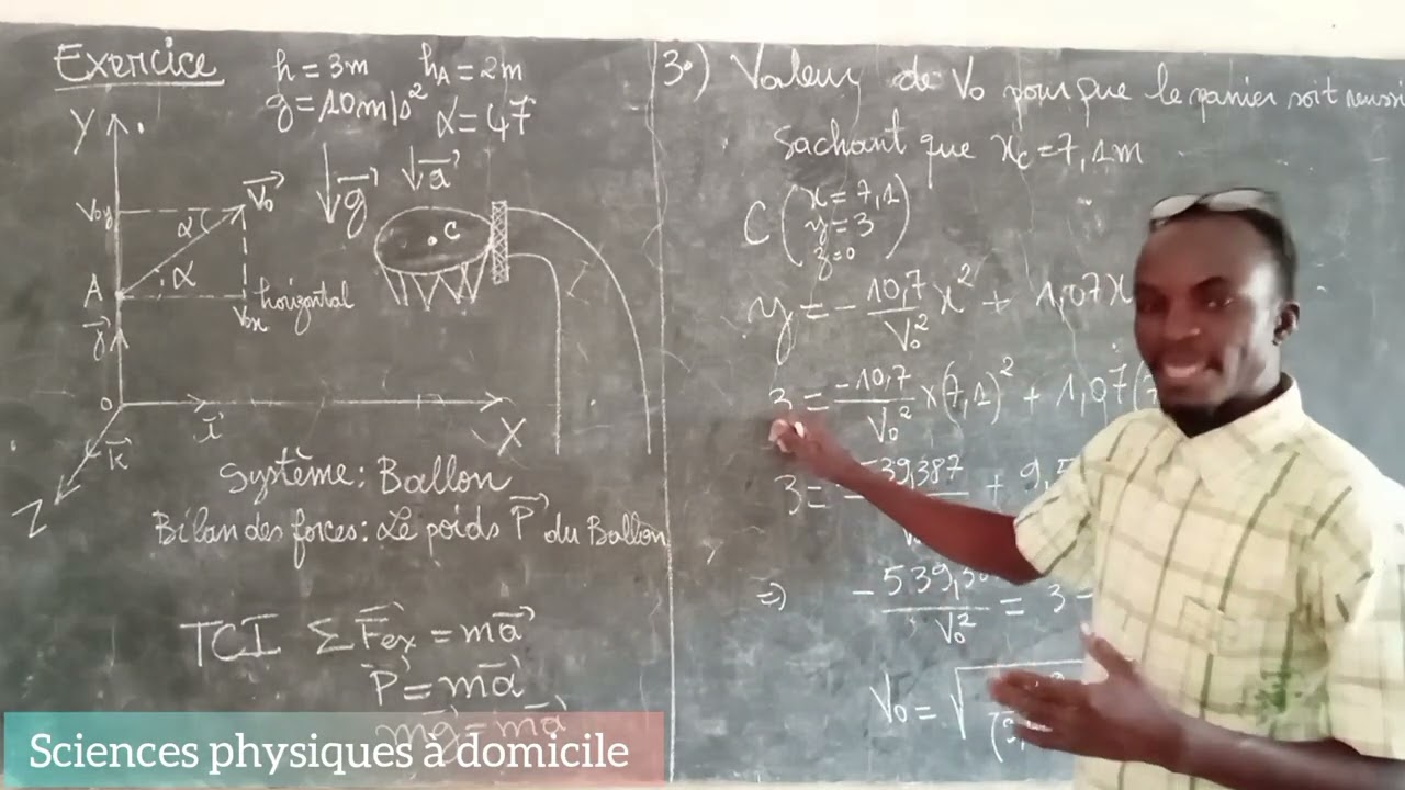 Exercice corrigé sur les projectiles/ champ de pesanteur