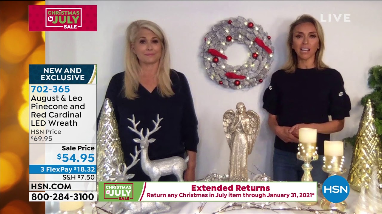 August   Leo 18.8" Pinecone and Red Cardinal 30LED Wreat...