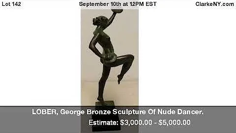 LOBER, George Bronze Sculpture Of Nude Dancer.