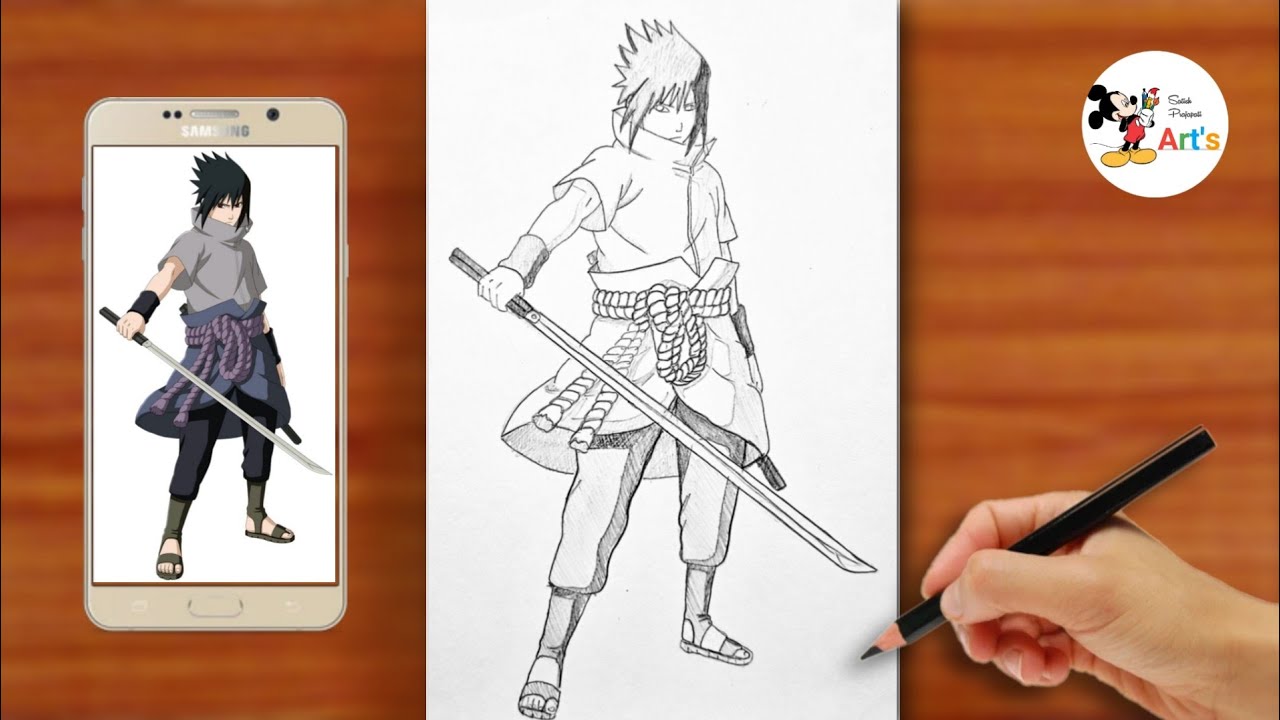 How to draw Sasuke Uchiha full body || Easy Naruto Drawing  step-by-step