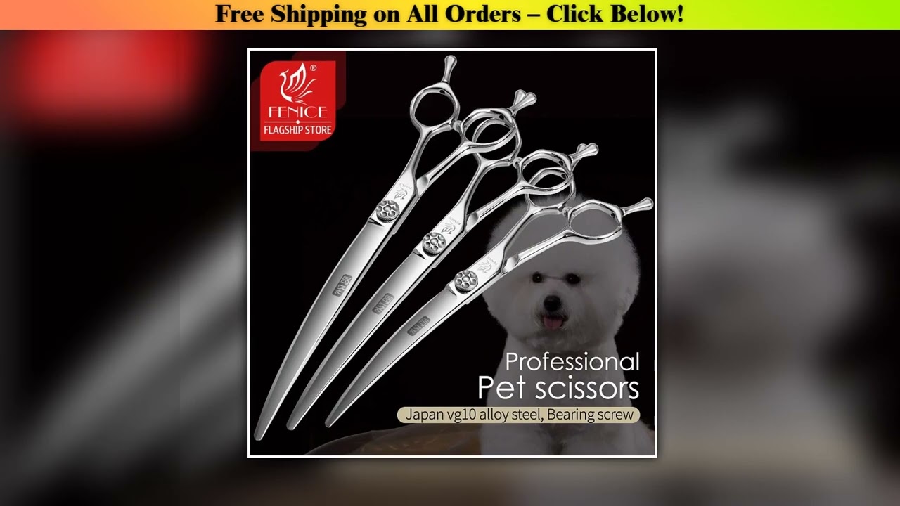 Fenice JP VG10 Steel 6.5/7/7.5 inch Curved Blade Pet Dog Grooming Scissors Shears Bearing Screw
