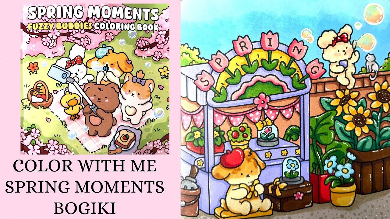 Tutorial 🌸 Flower Fayre 🌸 Spring moments by Bogiki 🌸 Cozy Colour with me  🌸 Ohuhu alcohol markers 🌸