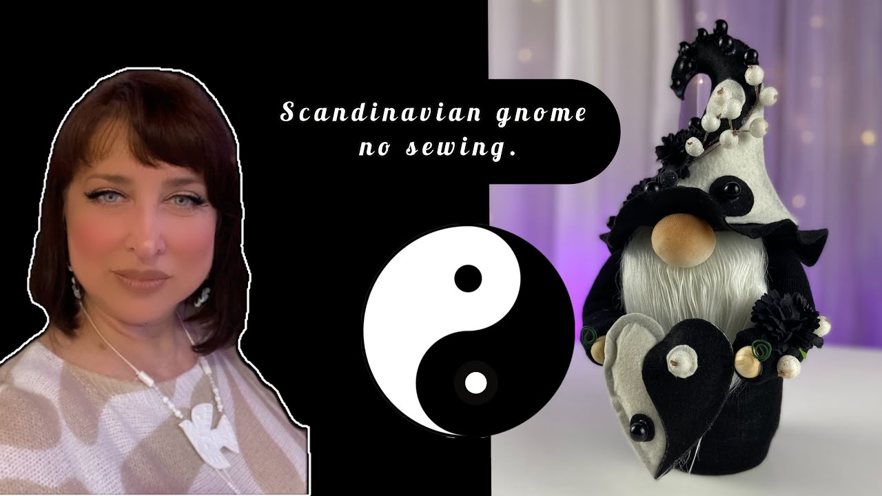 Scandinavian gnome no sewing DIY sock gnome Yin-Yang Black and white