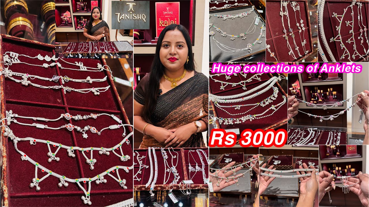 Rs 3000 only huge collections of😍silver Anklets / Payal designs from Tanishq| Latest Silver anklets