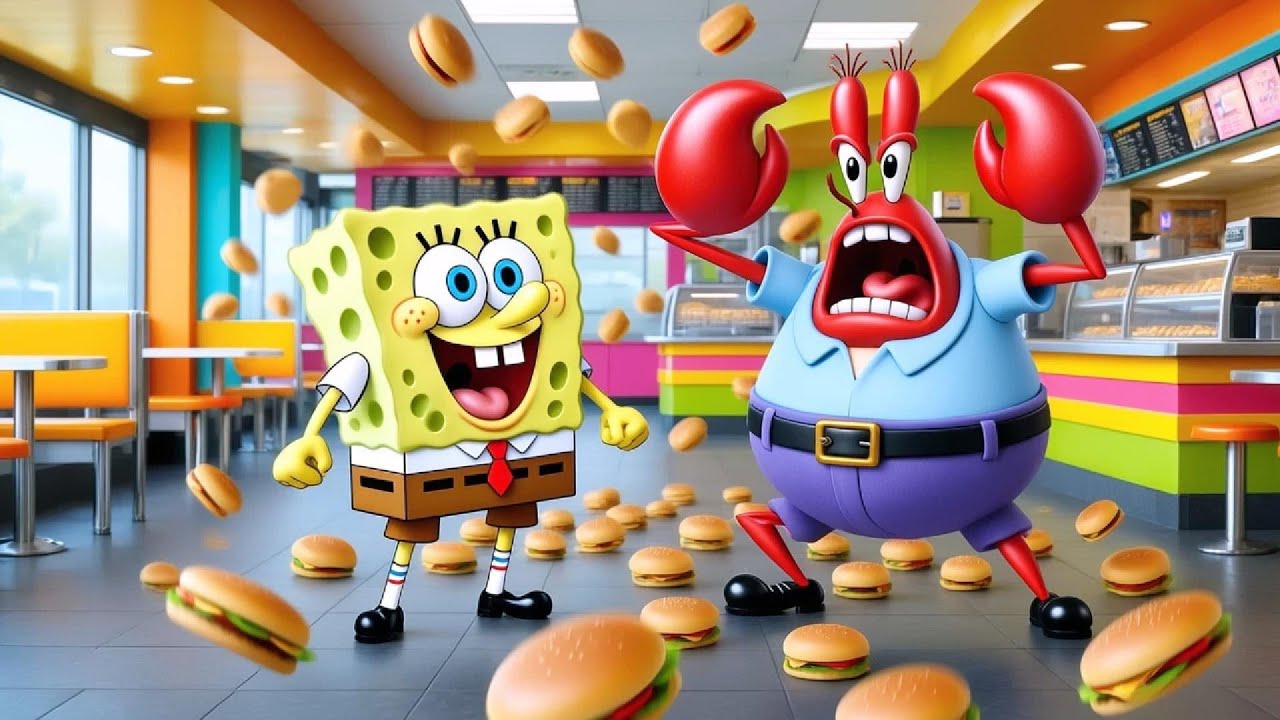 Burger Chaos Explodes Inside The Restaurant 😂🍔🔥 | Funny SpongeBob Ocean Story