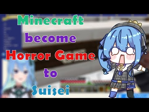 Some Moments when Minecraft scared Suisei like a real Horror game....also some cute English