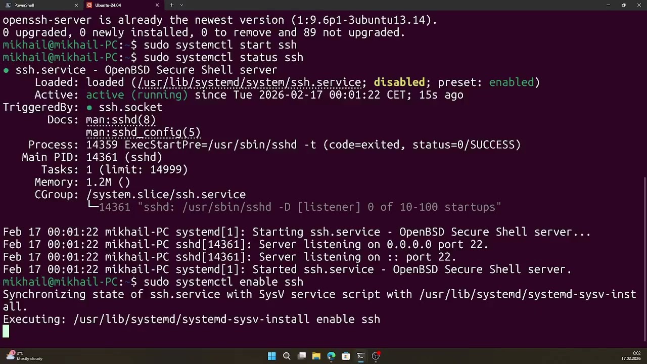 Введение в ssh 05: Установка и запуск sshd на wsl2