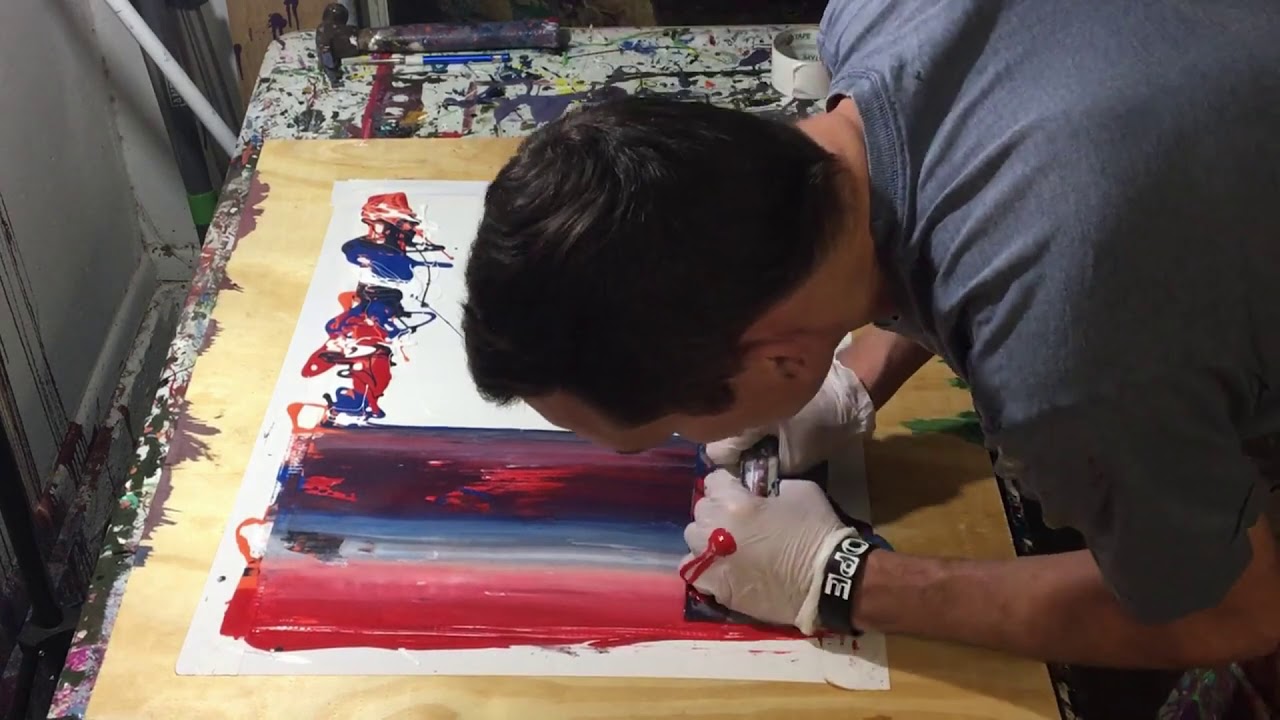 Satisfying Scraped Lines Abstract Painting with a Trowel YouTube