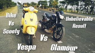 Hero Glamour Vs Vespa Race | Drag Race | Bike Vs Scooty