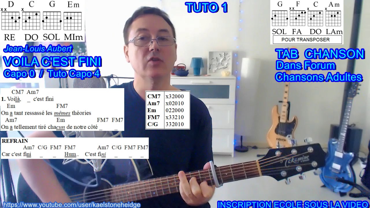 Voila C'est Fini - Accords faciles pour guitare Tuto 1 - Jean-Louis Aubert  - YouTube