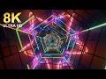 8K 3D Render of Futuristic Neon Pentagonal Tunnel with Abstract Geometric Blocks - 1 hour (no sound)