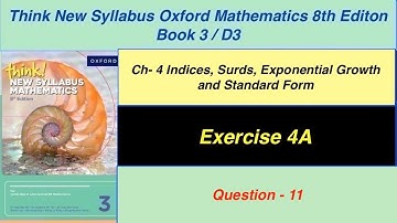 Exercise 4A Question -11  Oxford New Syllabus Mathematics 8th edition Book 3 | D3 EX-4A D3