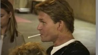 PATRICK SWAYZE grabs a smoke before going inside the 'Donnie Darko'  premiere