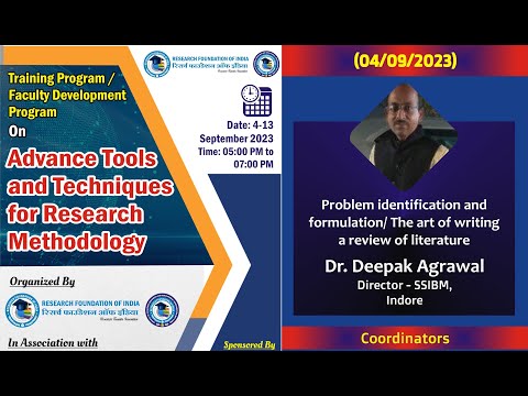 Day 1 Problem identification and formulation - video from Researchfoundationofindia
